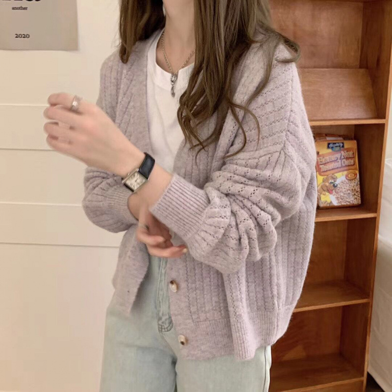 Autumn retro knitted cardigan