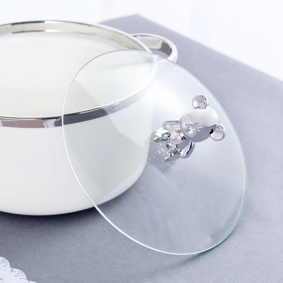 Estilo nórdico simple regalo plateado de dibujos animados personalidad muñeca oso conejo tazón de fideos instantáneos hogar tazón de sopa binaural de cerámica