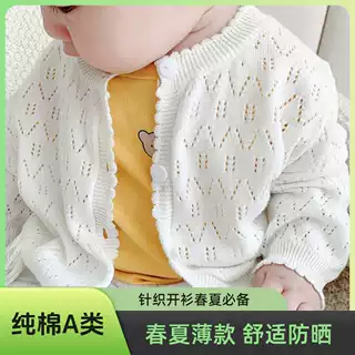 春季儿童外套纯棉早秋薄款上衣男女宝宝针织开衫防晒服中小童舒适
