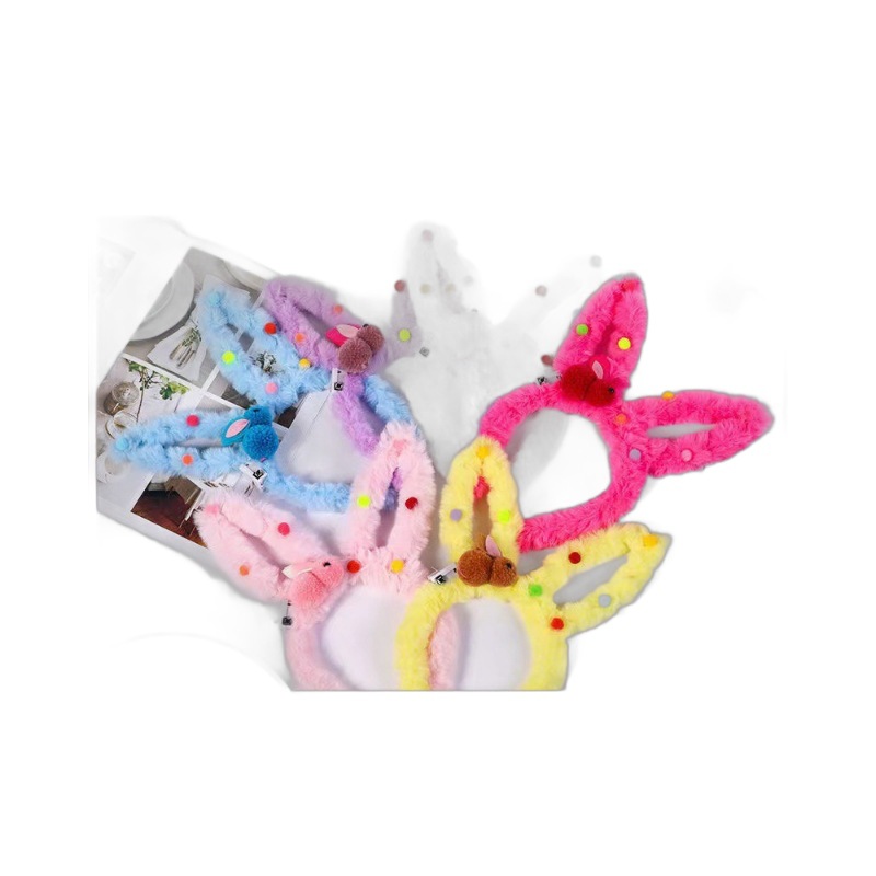 Nuevo luminoso alargado 14 luces de peluche orejas conejo diadema flash punto escénico puesto en el mercado nocturno Venta caliente suministro al por mayor