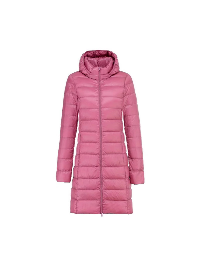 Invierno de mediana edad y ancianos de mediana edad, madre de longitud media, chaqueta de plumón ligera de gran tamaño, gorra extraíble y chaqueta de invierno de gran tamaño
