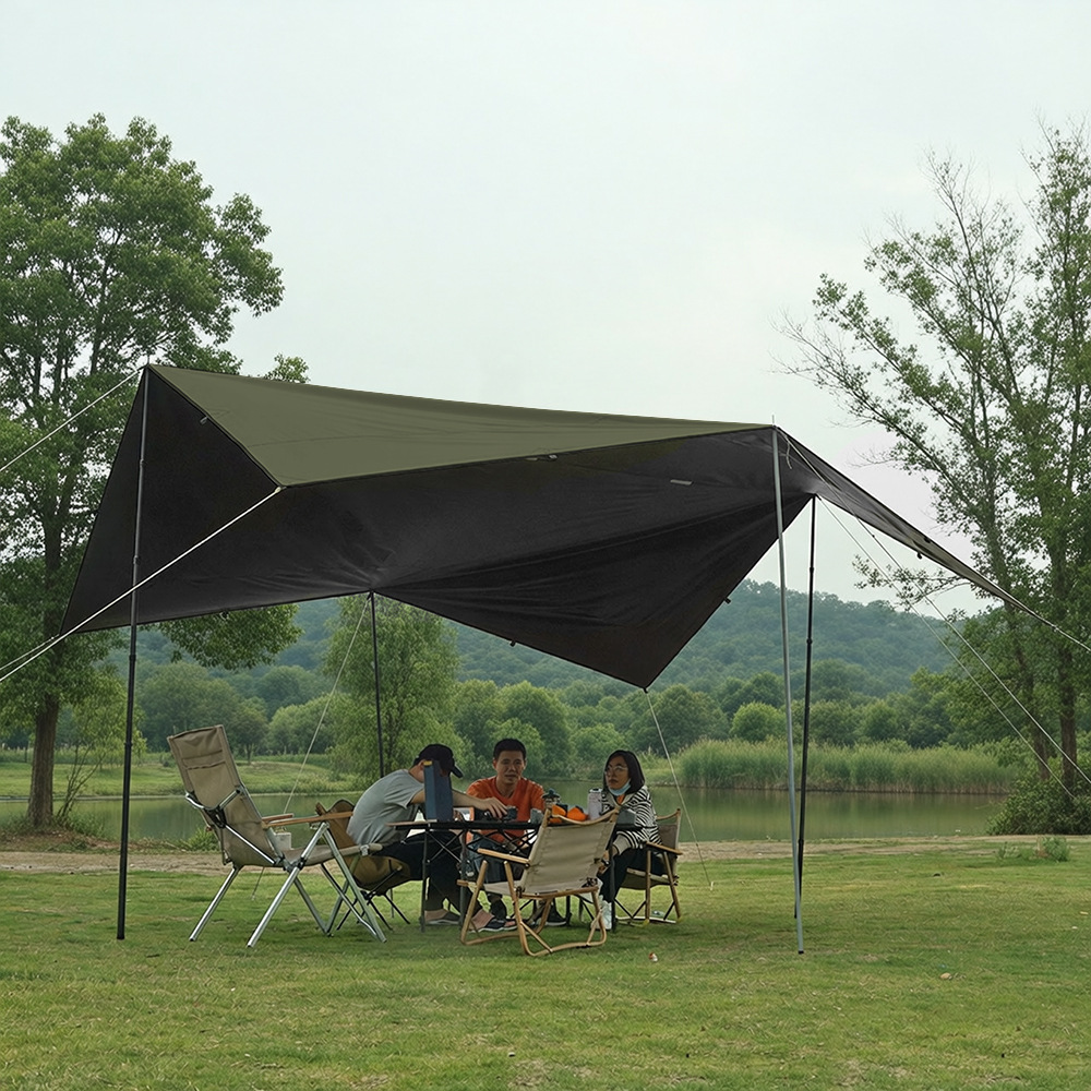 Square Multi-Point Canopy Tent with 19 Attachment Points, Multifunctional Outdoor Hiking Camping Bc Shelter Tent
