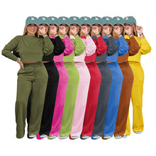 AL253亚马逊跨境欧美女装卫衣套装加厚休闲两件套秋冬运动服长袖