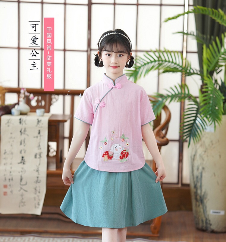 Children's Hanfu Guoxue Clothing Girl's Chinese Style Ancient Costumes Pupils Book Children's Disciple Rules Recitation Table Performance Clothing Girl Children's Hanfu Guoxue Clothing Girl's Chinese Style Ancient Costumes Pupils Book Children's Disciple Rules Recitation Table Performance Clothing Girl