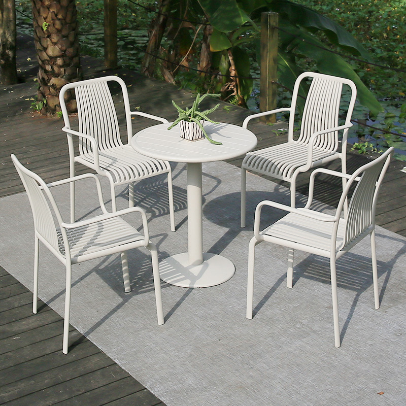Combinación de mesa y silla al aire libre jardín al aire libre cafetería al aire libre colorido Patio de aluminio al aire libre ocio balcón pequeña mesa y silla image 2