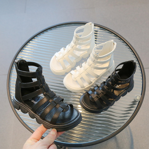 Girls Roman Sandals  Summer New Little Girls Princess Shoes for Big Children and Students Hollow Soft Soled Sandals Trendy