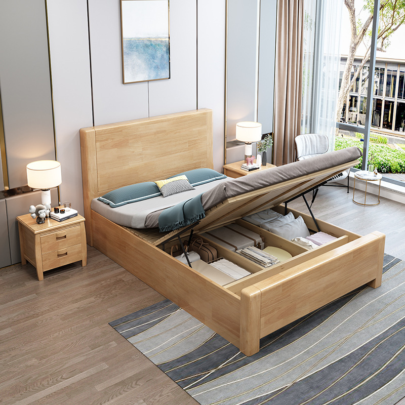 Cama individual de madera maciza para niños 1m 1.2m 1.35m pequeña casa económica simple hotel de alojamiento residencial cama de hotel