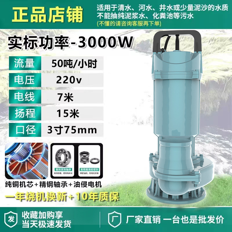 Shanghai auténtica bomba sumergible 220V bomba de agua de gran calibre 3 pulgadas 4 pulgadas sin escobillas de alto flujo de elevación bomba de agua