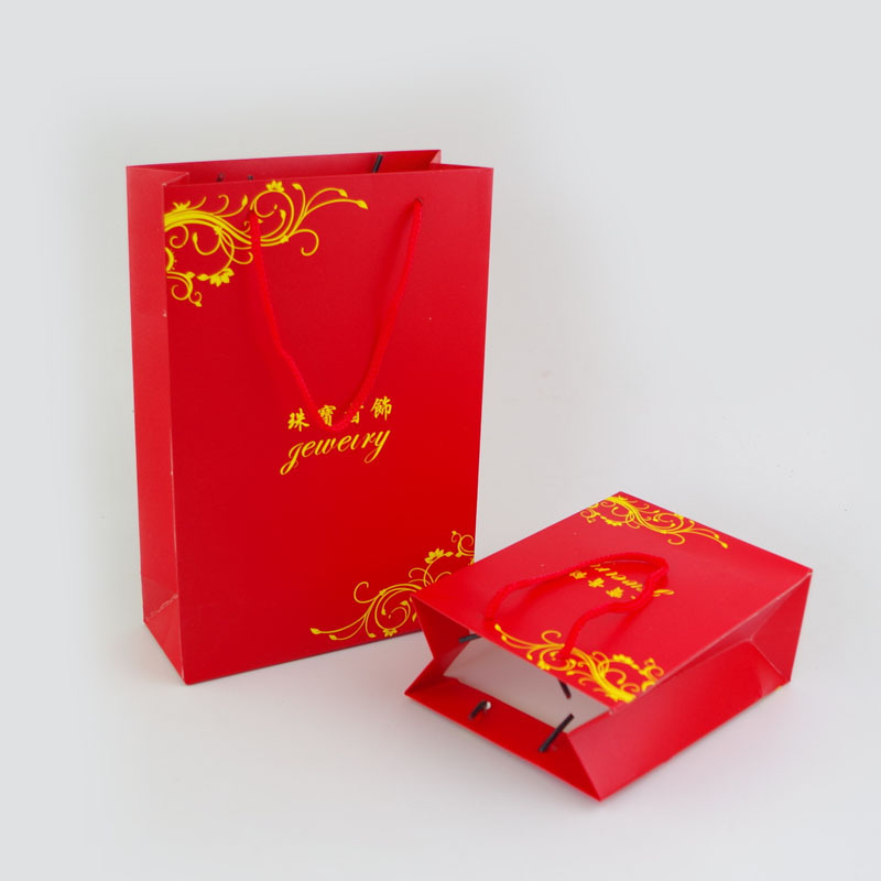 红色花纹袋子收纳袋珠宝首饰购物手提袋礼品袋袋饰品戒指收纳袋