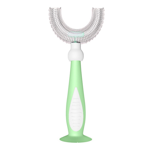 LVSU Full Silicone Children's Toothbrush Infant Oral Cleaner Baby Soft Brush Manual U-shaped Toothbrush