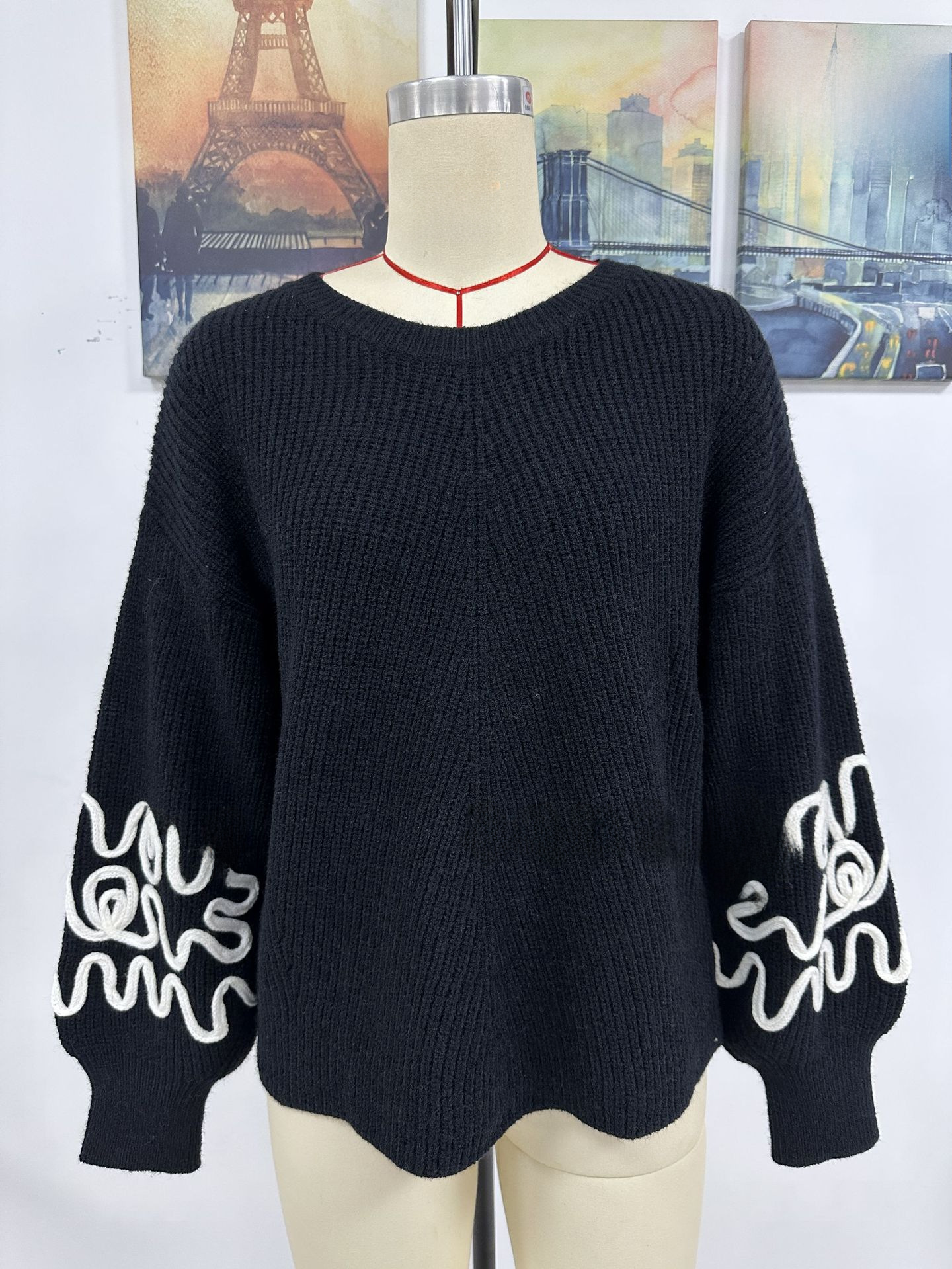 Women's Sweater Solid Colour Pullover Casual Knitted Jumper_voghion.com