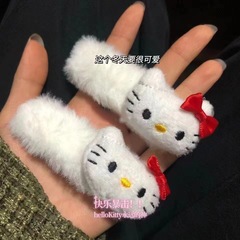 New Autumn/Winter Cream White Cute Japanese KT Cat BB Clip Matchable Fluffy Soft Hair Clip Cute Hair Accessory