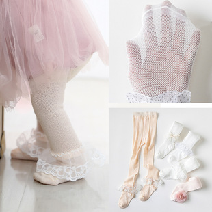 107 Kidsren's Summer Girls Princess Style Air-Conditioned Room Mesh Lace Baby Thin Breathable Bottoming Pantyhose