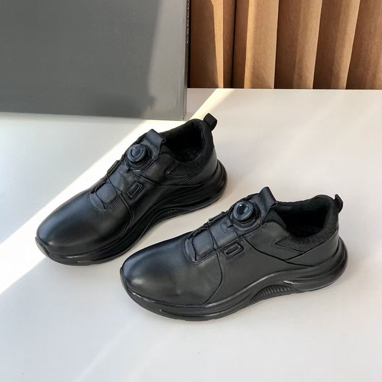 Leather Casual Shoes Soft-soled White Shoes Men's Shoes 24 Autumn and Winter New Thick-soled Wear-resistant sneaker Swivel Buckle Leather Shoes