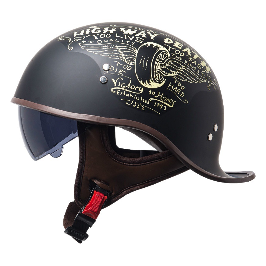 国境を越えた新しいオートバイヘルメット、男性用夏用ハーフヘルメット、レトロな女性用電動バイクヘルメット、軽量ヘルメット、内蔵ミラー付き