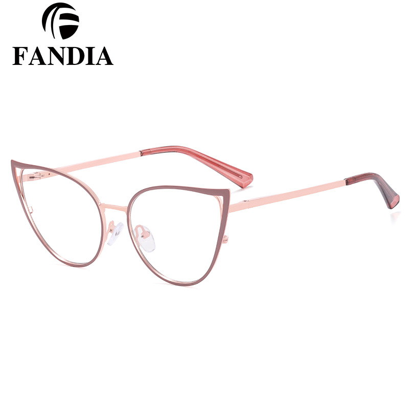 81166 tendencia de la moda gafas marco metal casual gafas marco miopía gafas ojo de gato de las mujeres gafas de luz anti-azul