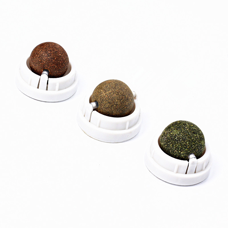 Amazon popular Bola de juguete catnip 4 Pack gato bola de energía plata ratán juguete gato lamiendo y masticando gato juguete