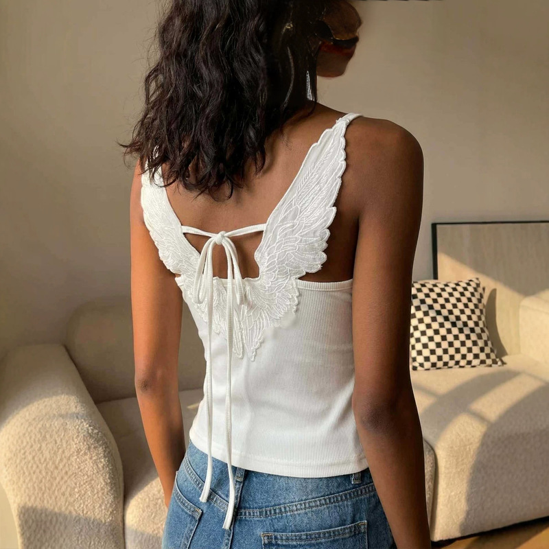 New cross-border foreign trade women's fashion trendy unique versatile slim-fit Y2K wing strap camisole top New cross-border foreign trade women's fashion trendy unique versatile slim-fit Y2K wing strap camisole top
