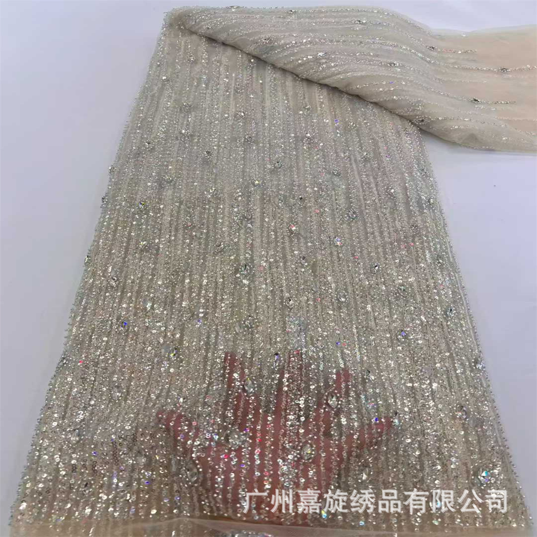 Moderno gradiente de rayas de vidrio tubo bordado de encaje vestido de bodas vestido de noche tela de escenario image 5