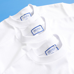 アメリカンスタイルの小さなネックライン長袖Tシャツメンズ400グラムヘビールーズコットンホワイトボトムシャツ男性と女性用ドロップシッピング