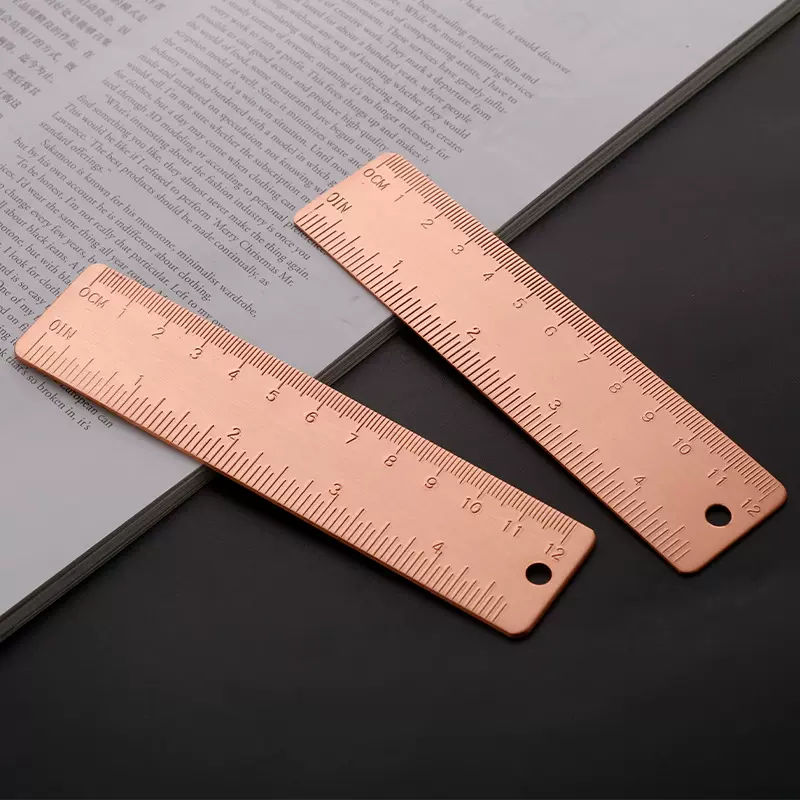 紫铜尺加厚小铜尺 纯黄铜制品 EDC工具刻度尺 便携式复古书签