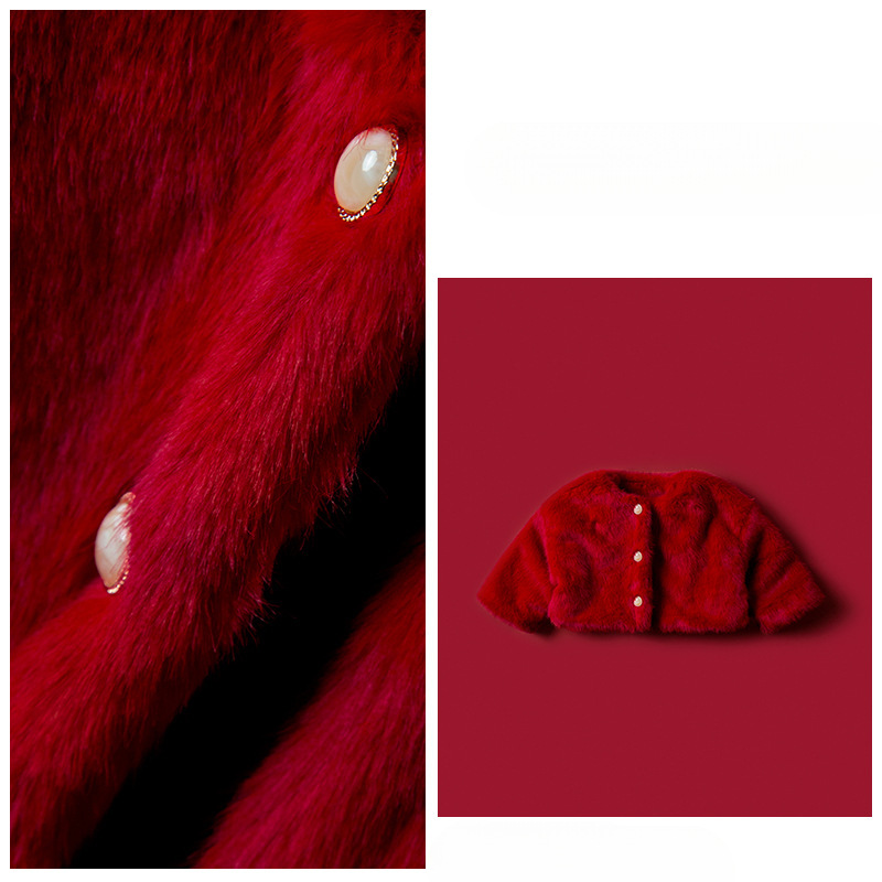 여자 겨울 코트 가짜 모피 2024 새로운  머리 옷 목도리 코트 두꺼운 면화