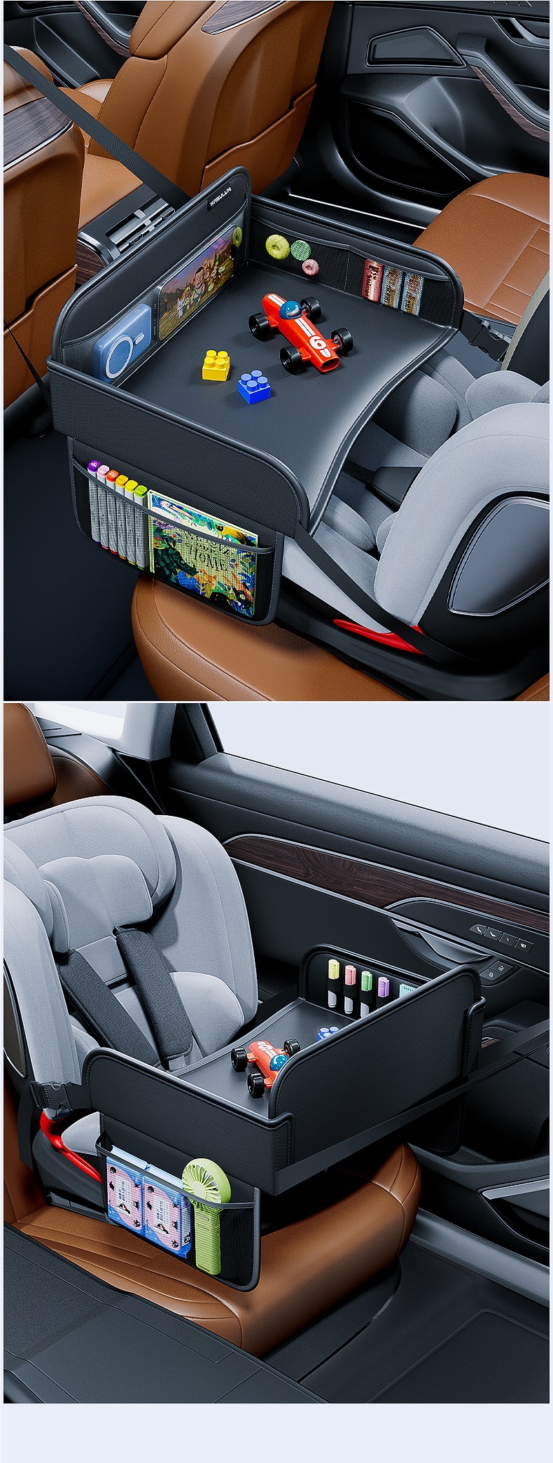 Car-Mounted Child Safety Seat Tray, Car Baby Dining Table, Rear Seat Entertainment Table for Kids, Travel Play Table Board