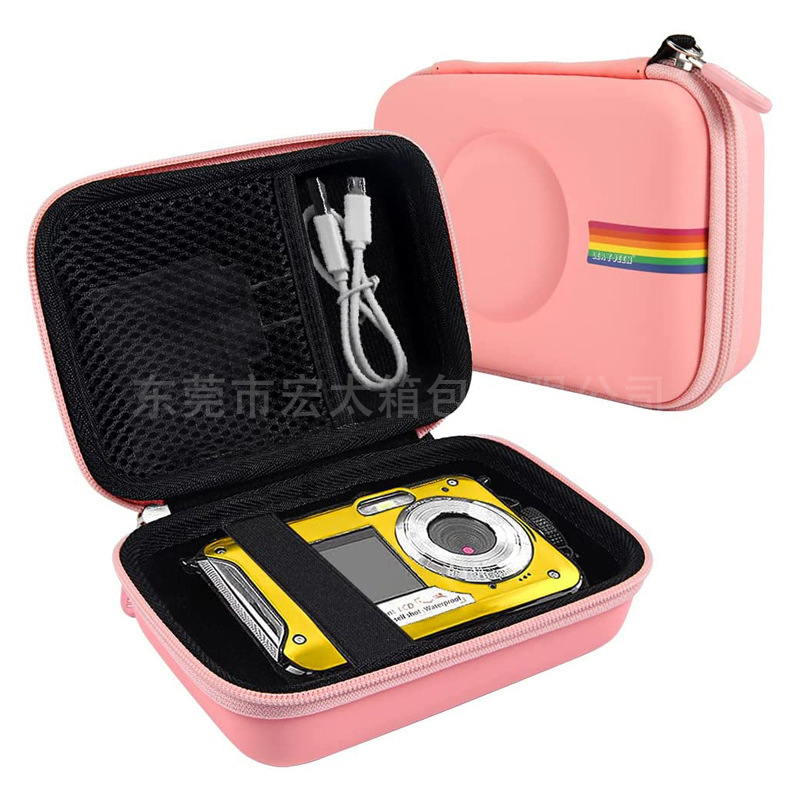 Children waterproof camera storage bag pink eva camera packaging box portable camera protection box data cable bag