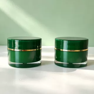 现货绿色塑料化妆品空容器10g直圆瓶护肤品膏霜面霜眼霜分装瓶