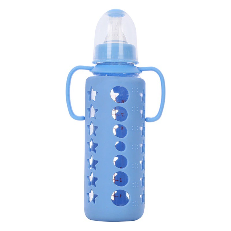 Стеклянная бутылочка для кормления ALG детская соска стандартного калибра монохромная ручка с силиконовым рукавом стеклянная бутылочка для кормления новорожденных