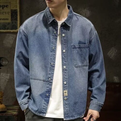 American Heavyweight Denim Jacket for Men - Spring and Autumn New Style Trend Brand Cool Workwear Jacket Loose Large Size Autumn Shirt