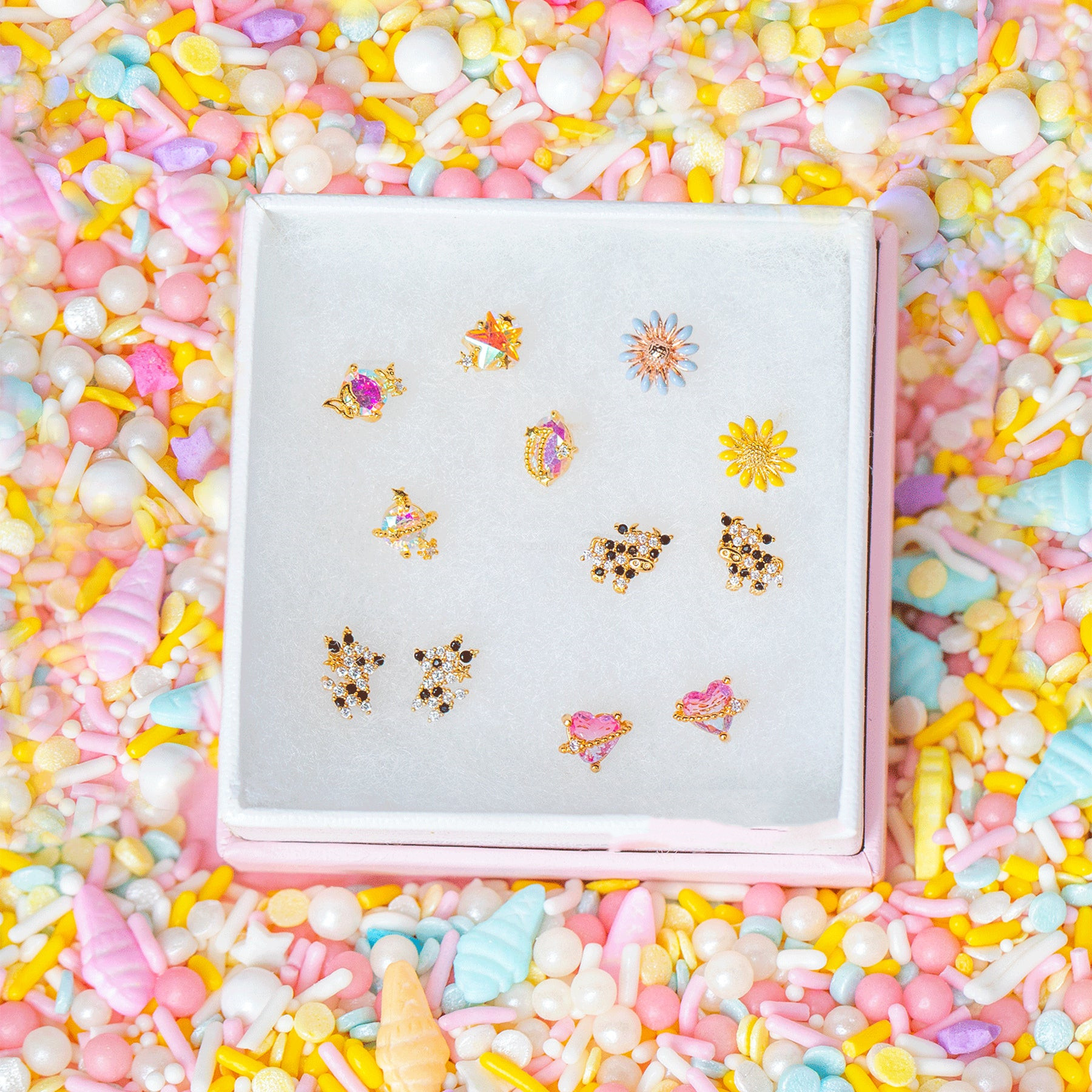 Fashion Constellation Brass Gem Ear Studs In Bulk display picture 6