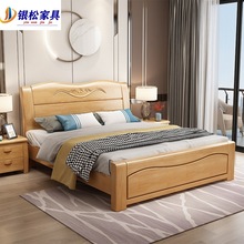 中式橡胶木实木床 双人1.5现代简约1.8m卧室家具高箱储物主卧婚床