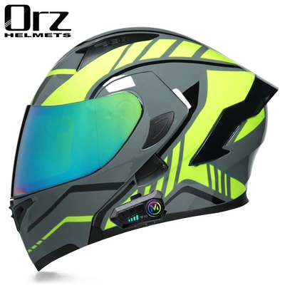 Motosiklet kaskı (dəbilqə) – helmet - yellow-free-color-mirror-y10-bluetooth-m
