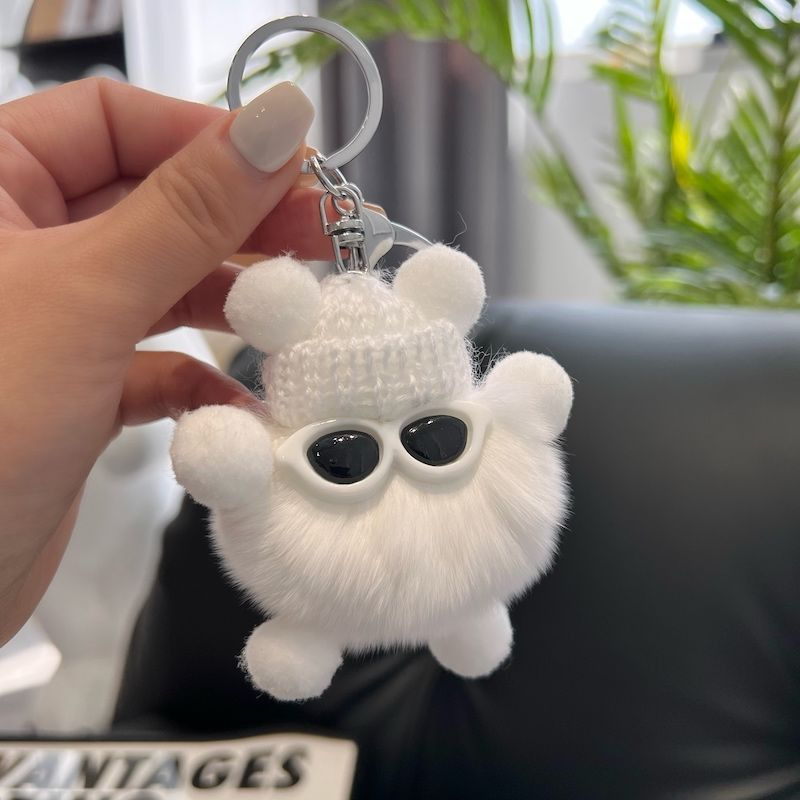 獭兔毛小煤球 兔毛小煤球精灵 结实稳固 网红可爱包包挂饰 易运输