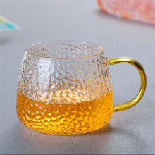 高硼硅锤纹玻璃杯子带把泡茶杯家用耐热玻璃杯水杯茶杯客厅待客杯