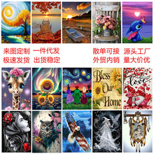 亚马逊跨境热销5D钻石画  风景画diy贴钻十字绣装饰挂画 厂家批发