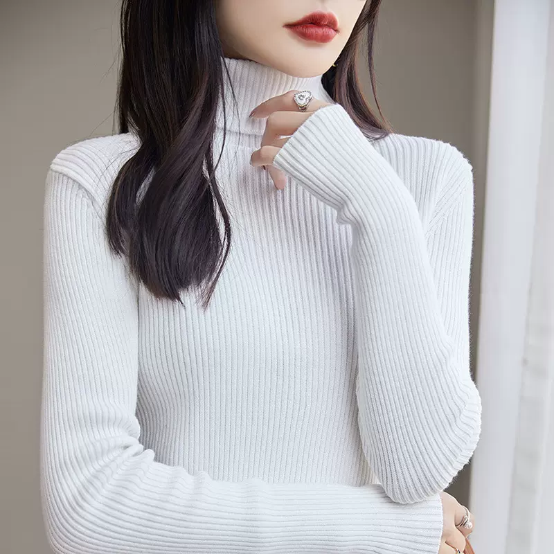 棉高翻领针织毛衣女秋冬新款修身内搭显瘦百搭打底衫上衣