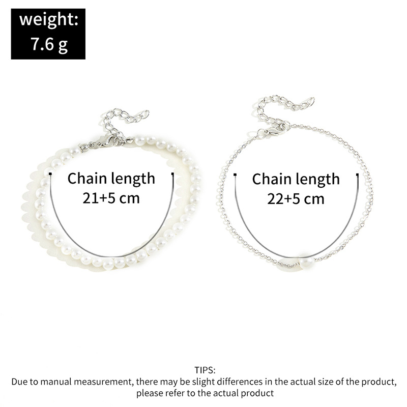 European And American Fashion Simple Double Layered Pearl Anklet Two-piece Set display picture 2