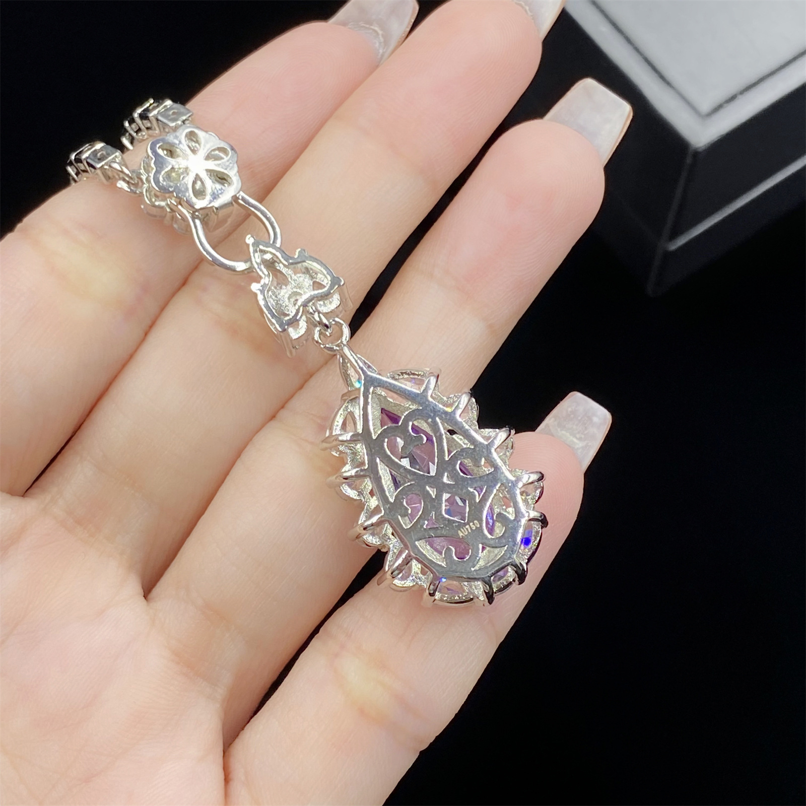 Purple import nail sequins with zircon