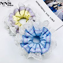 韩系温柔紫色蕾丝大肠发圈女高级感头饰扎头发丸子头大号百搭发绳