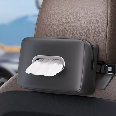 Car Tissue Box Multifunctional Seat Back Hanging Car Tissue Box Armrest Box Nappa Leather Car Tissue Box (Car tissue box/set) - black-3109-tissue-box