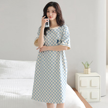 纯棉无袖睡裙女夏中长款连衣裙可外穿宽松大码休闲短袖家居服睡衣
