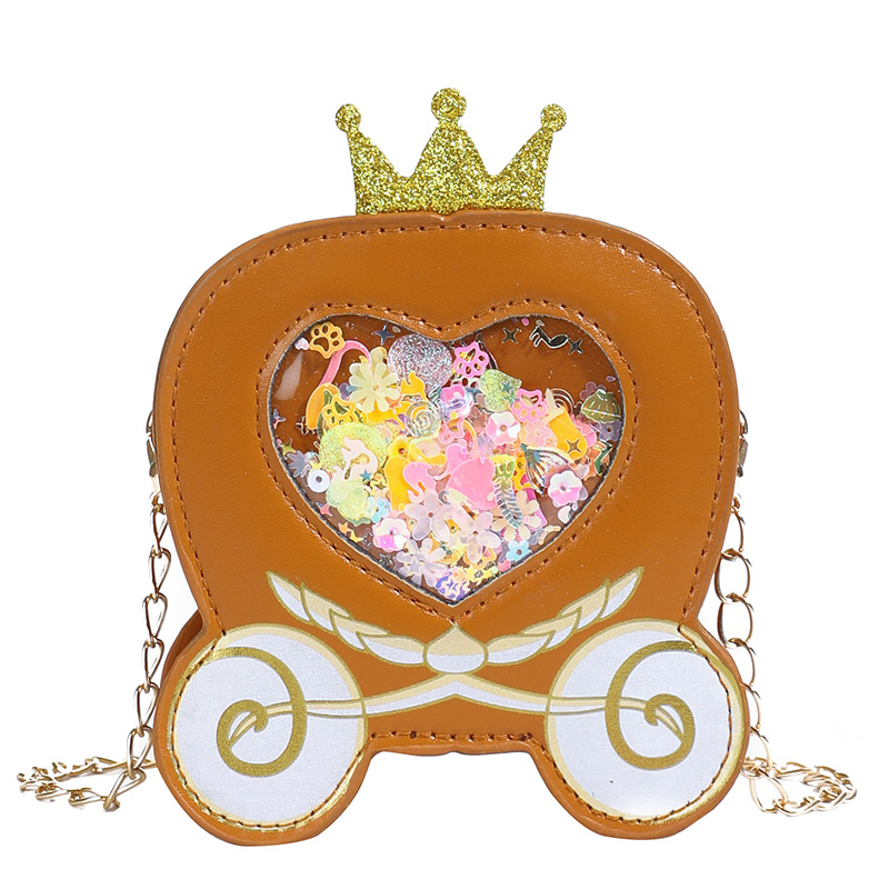 Dulce princesa calabaza carros de dibujos animados lindos coronas baby mochila nuevo bolso de cadena de sequillas para niños
