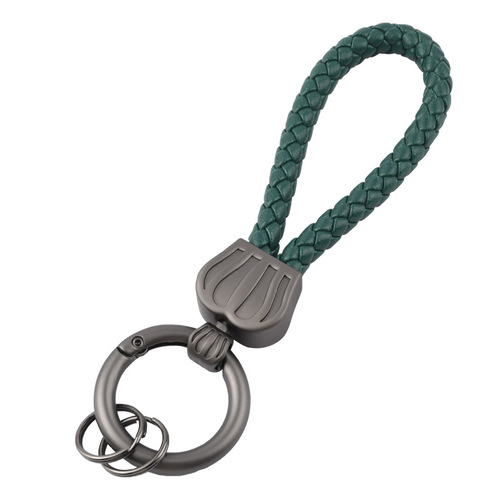 Creative handmade woven rope car keychain personalized fashionable key ring metal leather rope bag hook key chain