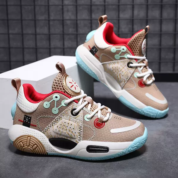 Children's Basketball Shoes for Boys, Teenagers, and Older Children, Outdoor Sports Shoes, Professional Mesh Training Shoes, Non-Slip Shoes