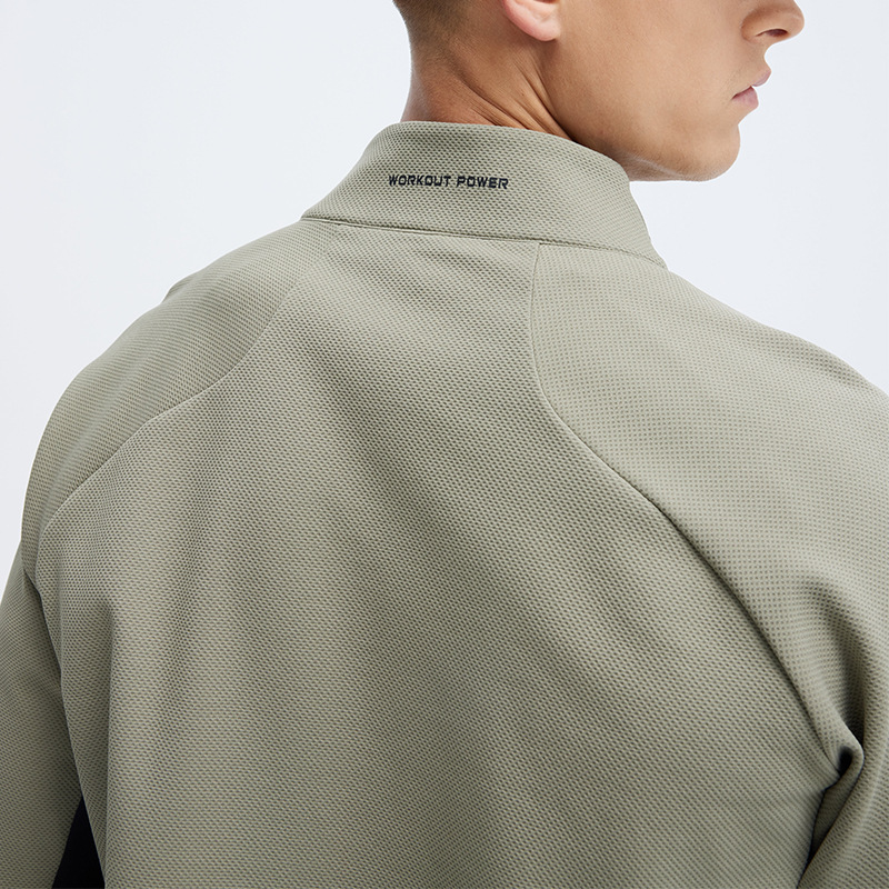 Otoño e invierno pájaro hogar al aire libre de secado rápido chaqueta deportiva chaqueta de los hombres collar de pie suelta manga larga transpirable casual cremallera superior