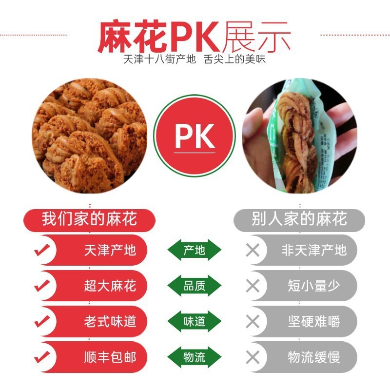 天津十八街ツイスト公式旗艦店昔ながらの大きな太いツイスト塩味手作り伝統的なクリスピーツイスト|undefined