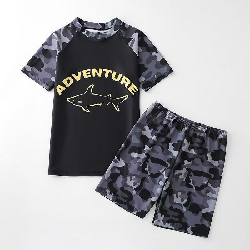 2025 New Kidsren's Swimsuit Short-Sleeved Shorts Boys and Girls Split Swimsuit Students 3-10 Years Old 2028