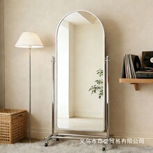 落地全身镜可移动家用高清试衣镜子服装店显瘦拱形舞蹈卧室穿衣镜